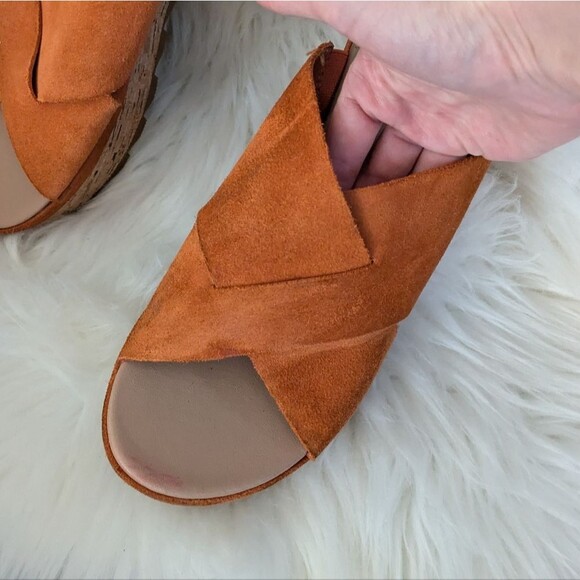 Sorel Cameron flatform platform mule sandals orange “desert sun” cork leather 8 - Picture 4 of 9